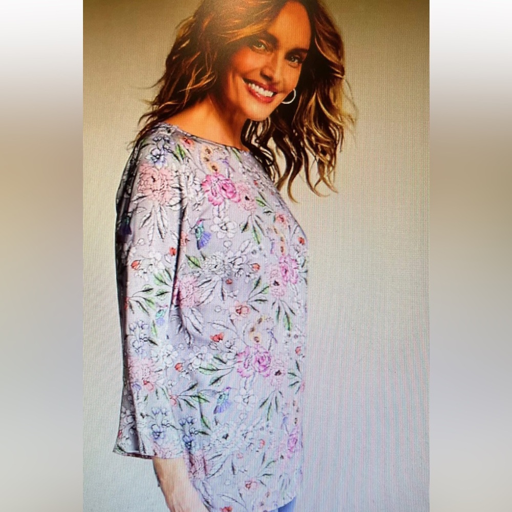 J JILL HUMMING BIRD TOP MULTI COLOR SIZE MEDIUM NWT! - Picture 3 of 6